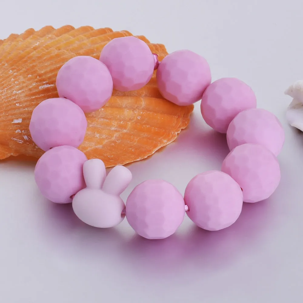 15*18.2*10.5mm Silicone Small Bunny Rabbit Teether Beads For DIY Baby Teething Necklace Food grade silicone sensory beads Fleshcolor 10pcs