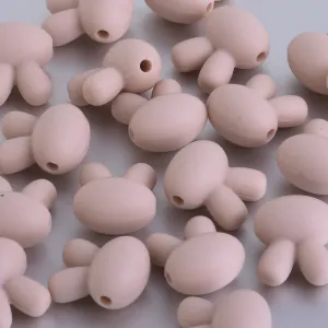 15*18.2*10.5mm Silicone Small Bunny Rabbit Teether Beads For DIY Baby Teething Necklace Food grade silicone sensory beads Fleshcolor 10pcs