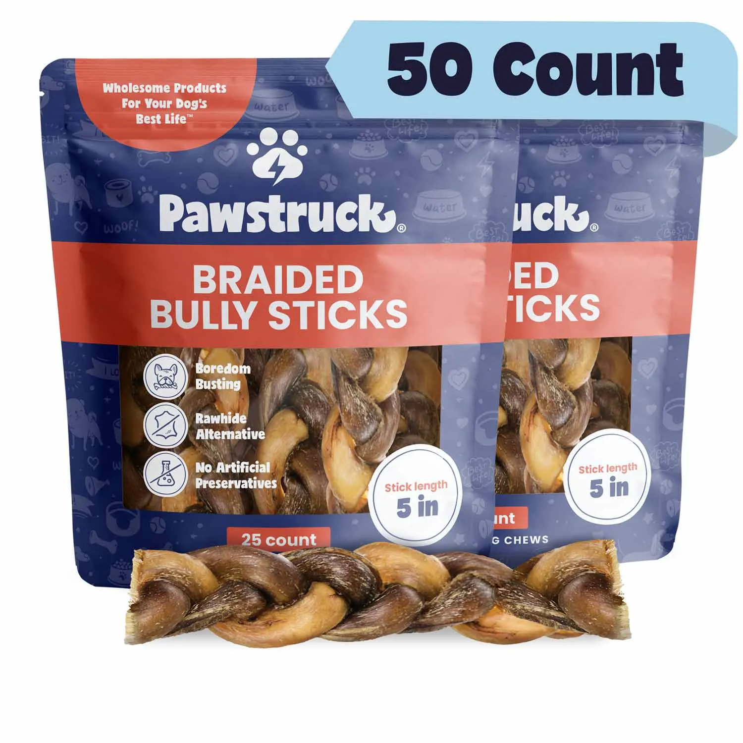 5" Braided Bully Sticks