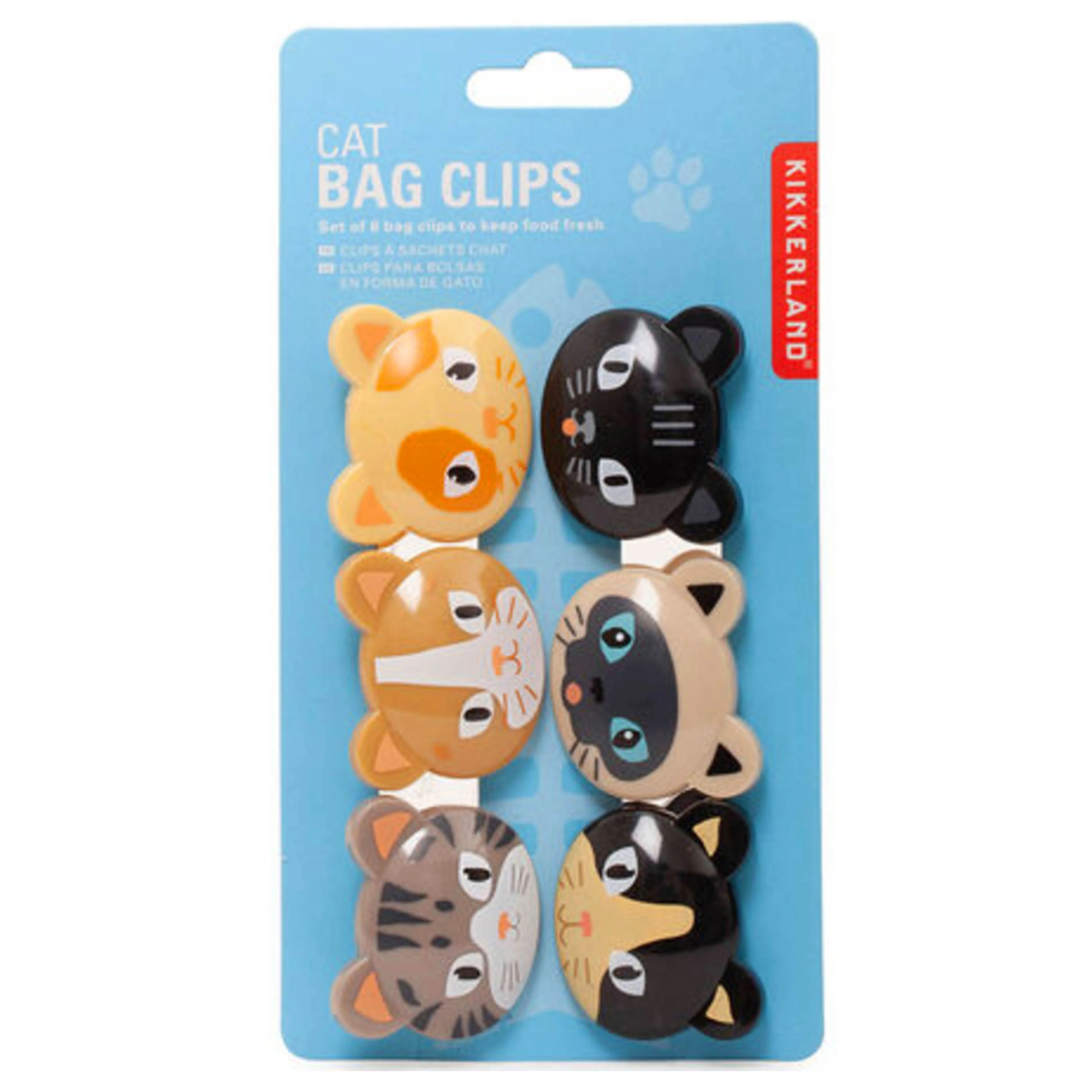 6 Kikkerland Cat Bag Clips Kitten Sealing Chips Food Storage Seal Kitchen Snack