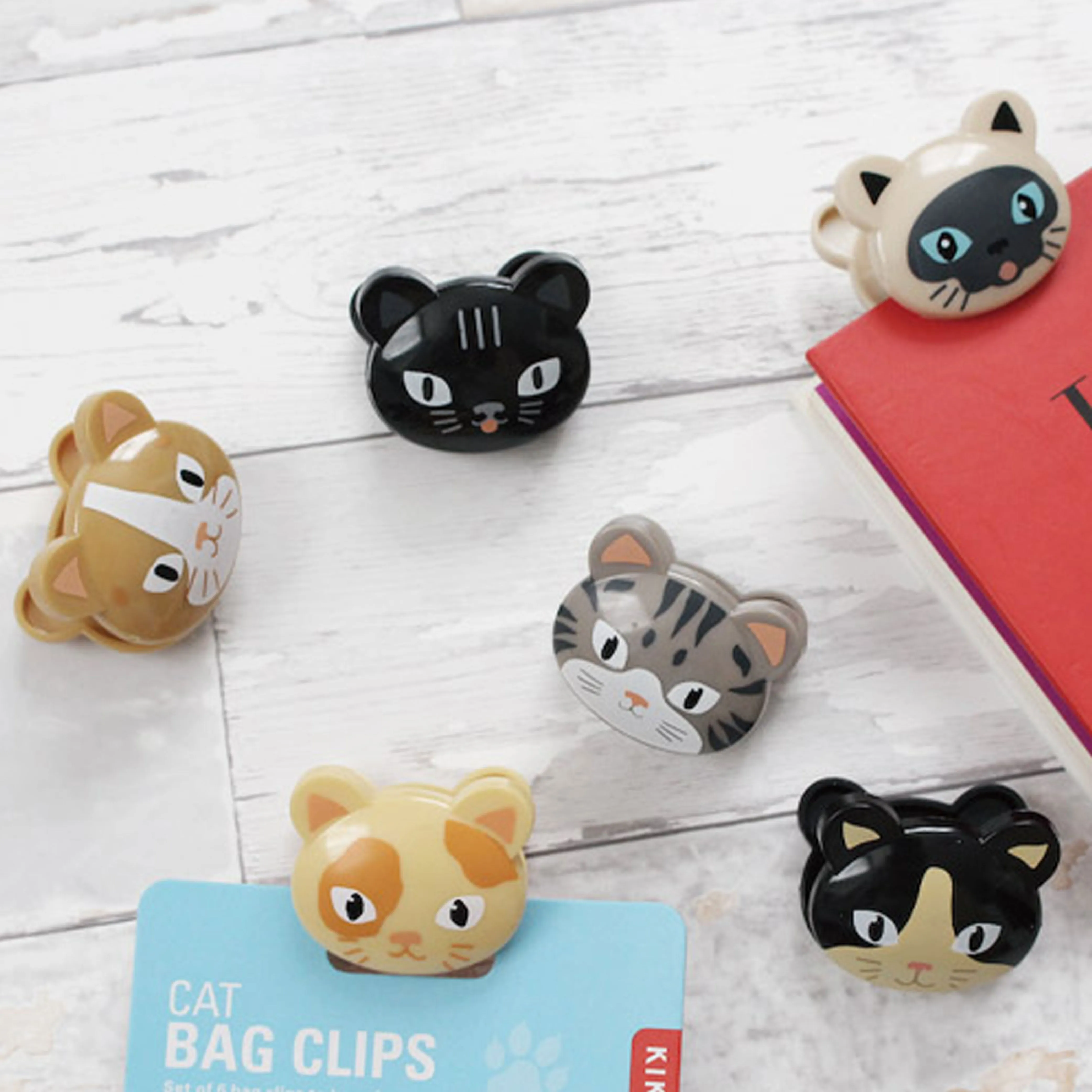 6 Kikkerland Cat Bag Clips Kitten Sealing Chips Food Storage Seal Kitchen Snack