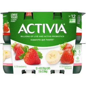 Activia Probiotic Strawberry & Strawberry Banana Variety Pack Yogurt, 4 Oz., 12 Ct