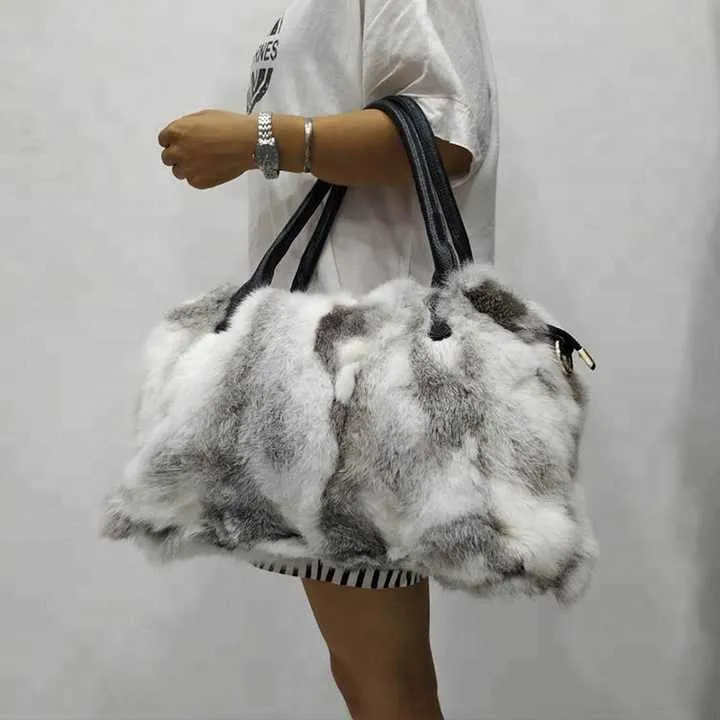&nbsp;Real Luxury Women's Fur Shoulder-حقيبة كتف نسائية
