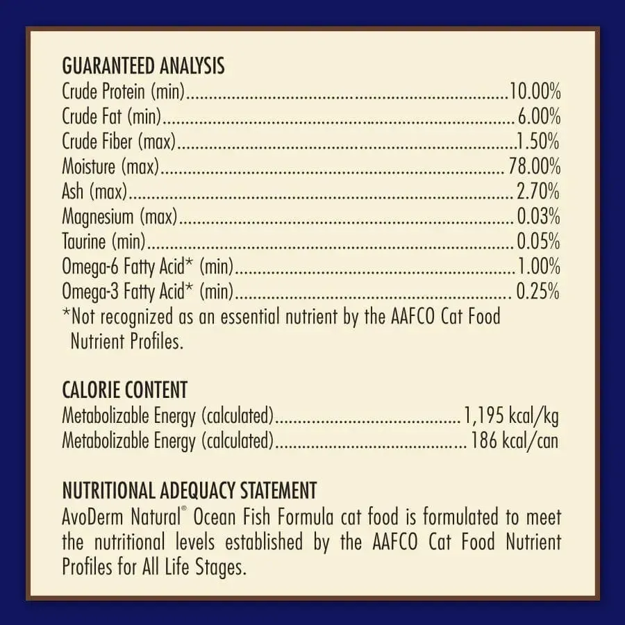 AvoDerm Natural Ocean Fish Formula Wet Cat Food 24ea/5.5 oz