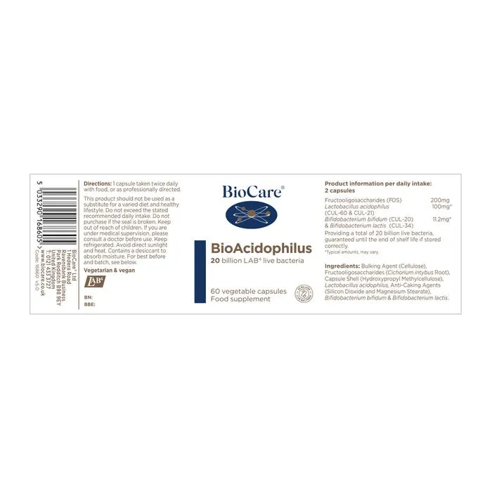 BioCare BioAcidophilus 60 capsules