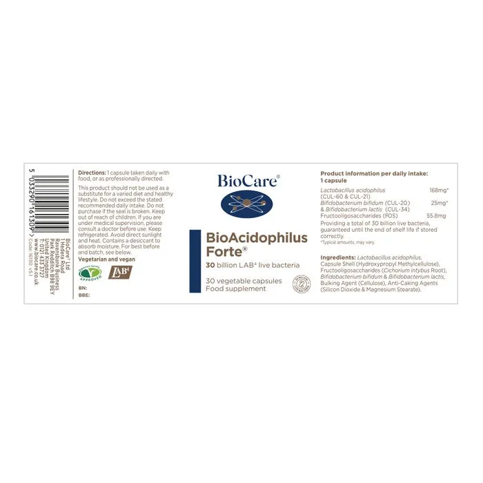 BioCare BioAcidophilus Forte 30 Capsules