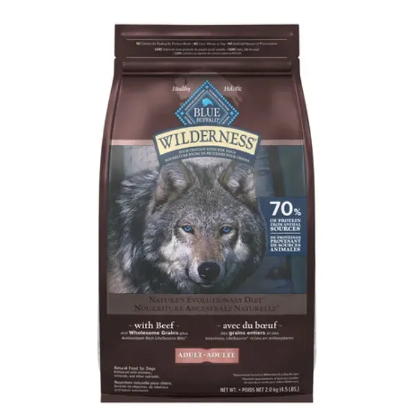 Blue Buffalo Wilderness Beef With Grain Dog Food 24lb