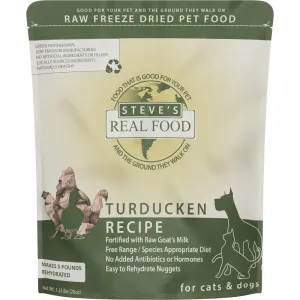 'BUNDLE DEAL FREE WIPES': Steve's Real Food Turducken Grain-Free Freeze-Dried Raw Food For Cats & Dogs 20oz