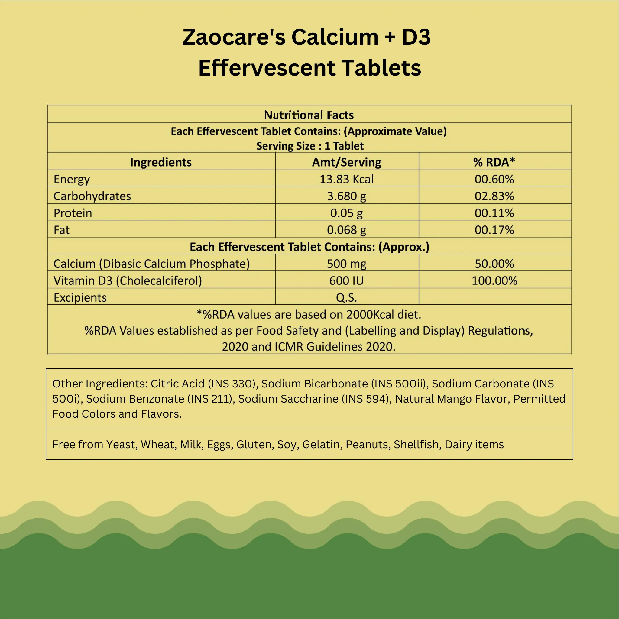 Calcium & Vitamin D3 Effervescent Tablets Combo for Men & Women |  Pack of 2 (15 tablets each)