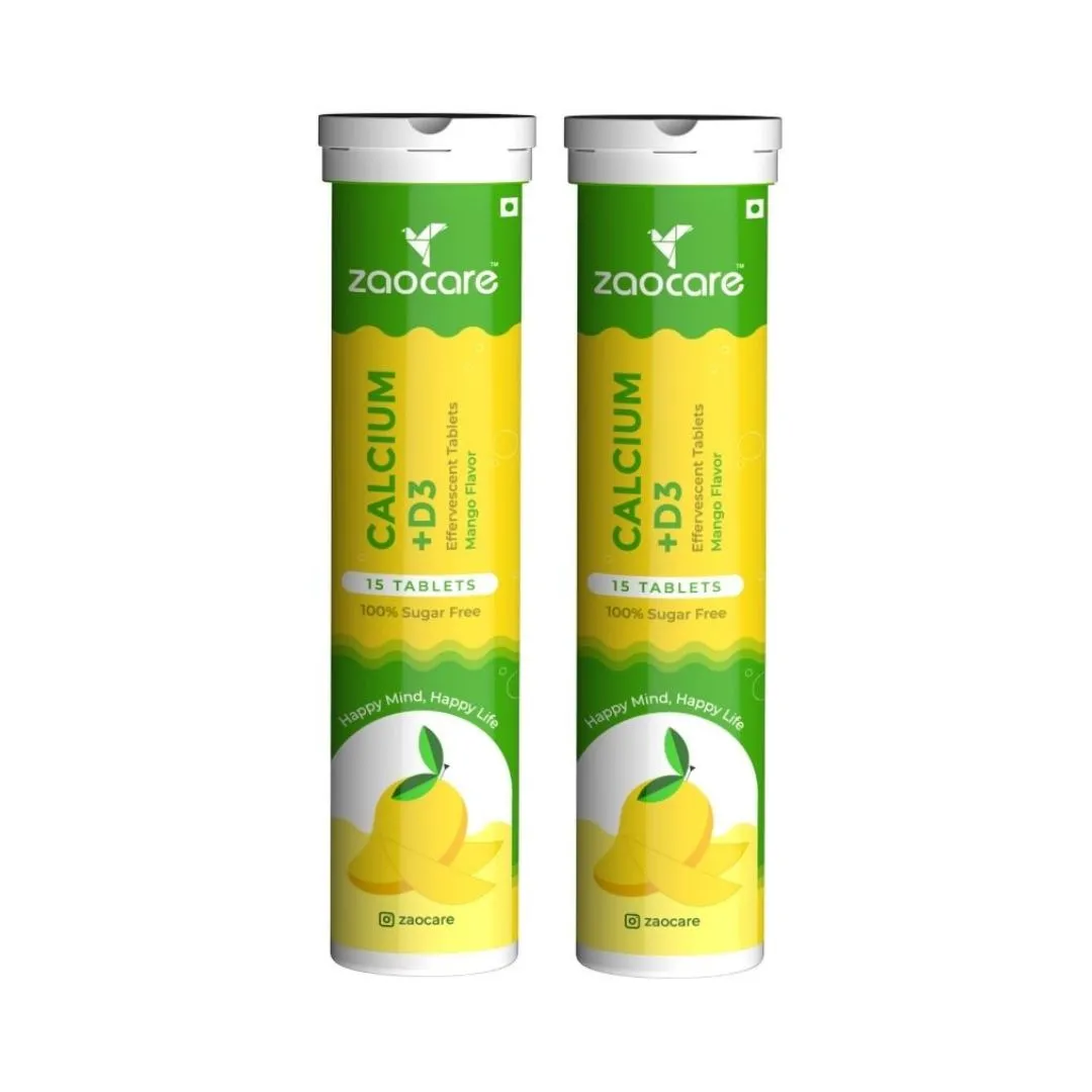 Calcium & Vitamin D3 Effervescent Tablets Combo for Men & Women |  Pack of 2 (15 tablets each)