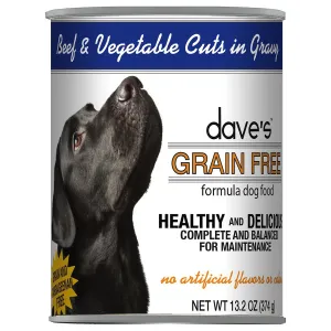 Dave's Pet Food Grain Free Beef and Vegetable Cuts in Gravy Dog Food 13oz