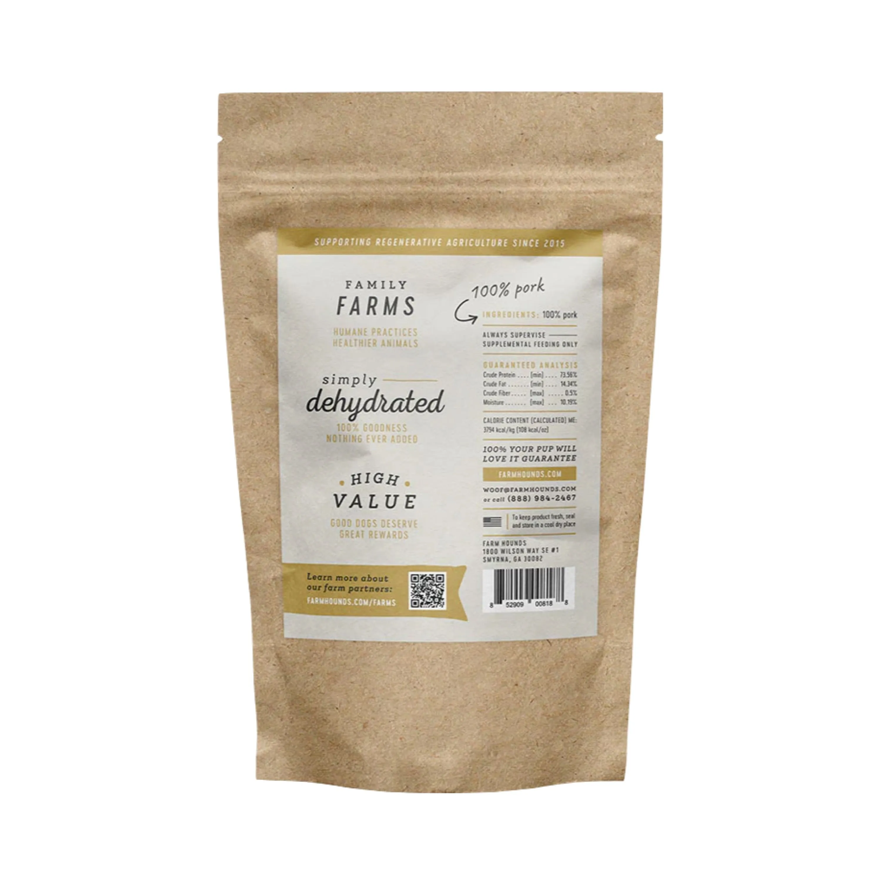 Farm Hounds Dehydrated Pork Jerky Treats 4oz