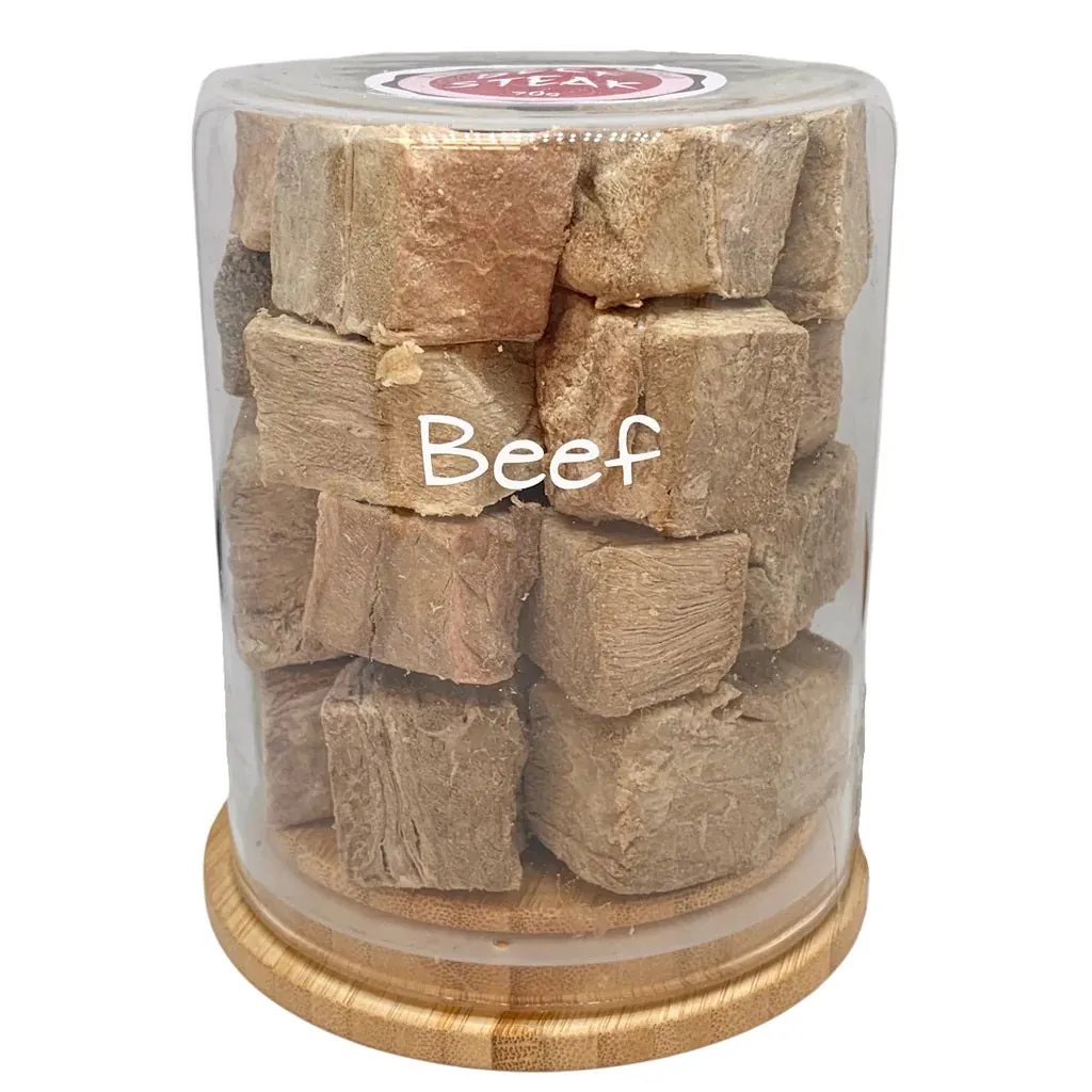 Freezy Paws Freeze Dried Human Grade Grass Fed Beef Steak  Dog and Cat Treats 70g