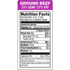 Ground Beef 73% Lean/27% Fat Label | Roll of 1,000