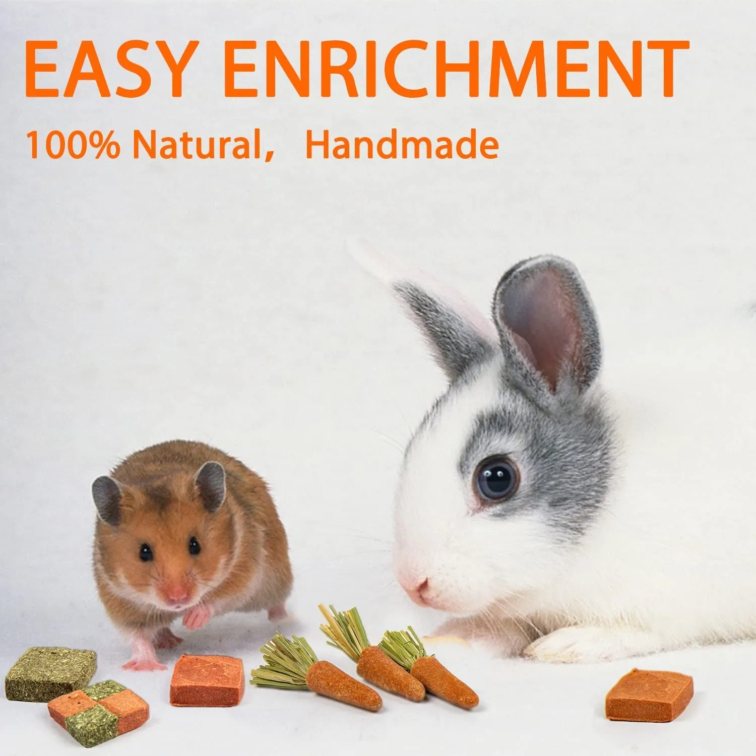 Guinea Pig Toys Rabbit Toys Bunny Toys 15pcs Natural Timothy Hay Hamster Toys for Teeth Handmade Rabbit Chews and Treats Chinchilla Rat Gerbil
