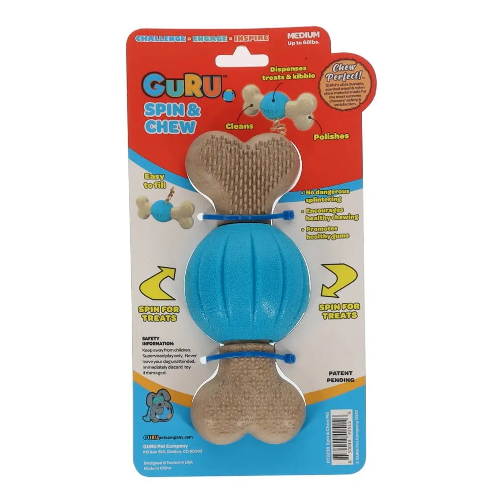 GURU Spin and Chew Treat Chew Bacon Scented Dog Enrichment Toy Medium^^^
