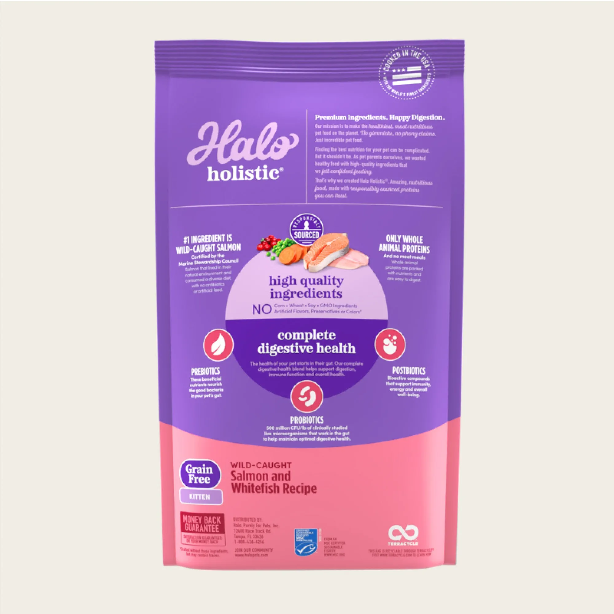 Holistic Grain Free Wild-Caught Salmon and Whitefish Recipe Dry Kitten Food