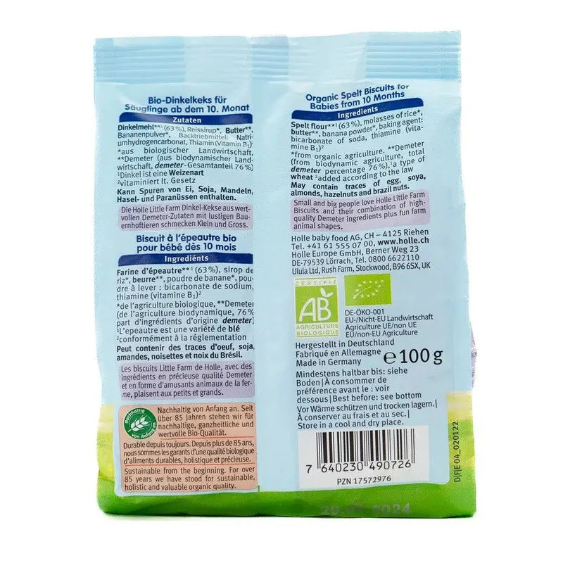 Holle Snack - Little Farm Spelt Biscuits (10  Months), 100g - 6 Packs
