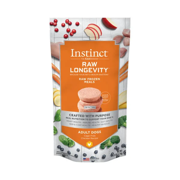 Instinct Raw Longevity Adult Frozen Chicken Patties Dog Food, 6-lb Bag