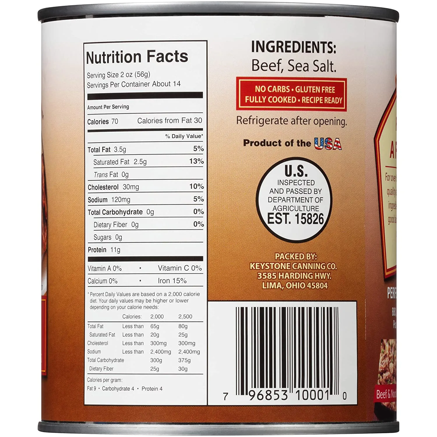 Keystone Meats All-Natural Beef 28 oz Can