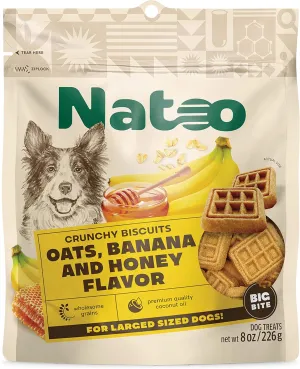 Natoo Crunchy Biscuits Big Bite Oats, Banana, & Honey Flavor for Large Dogs, 8-oz