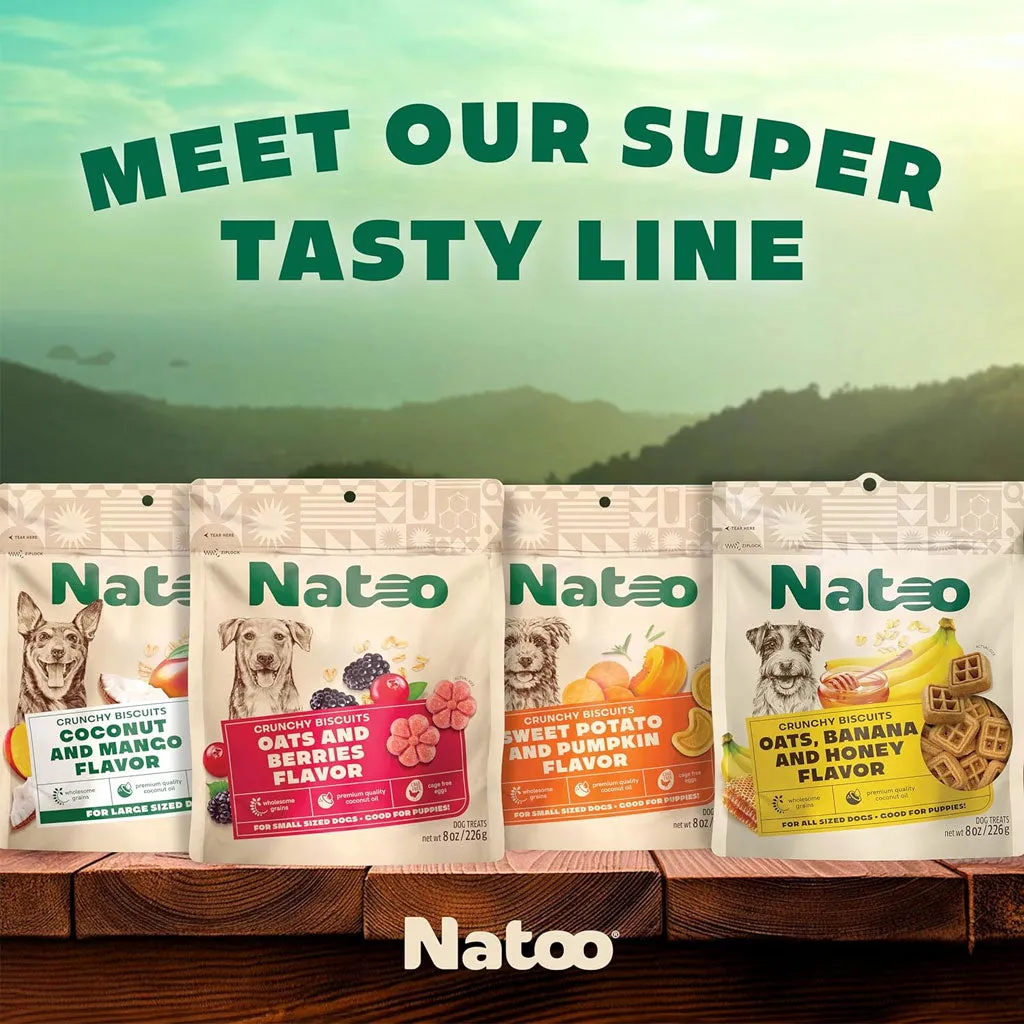 Natoo Crunchy Biscuits Oats & Berries Flavor Dog Treats,  8-oz