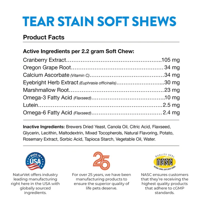 NaturVet Tear Stain Supplement plus Lutein 70 soft chews