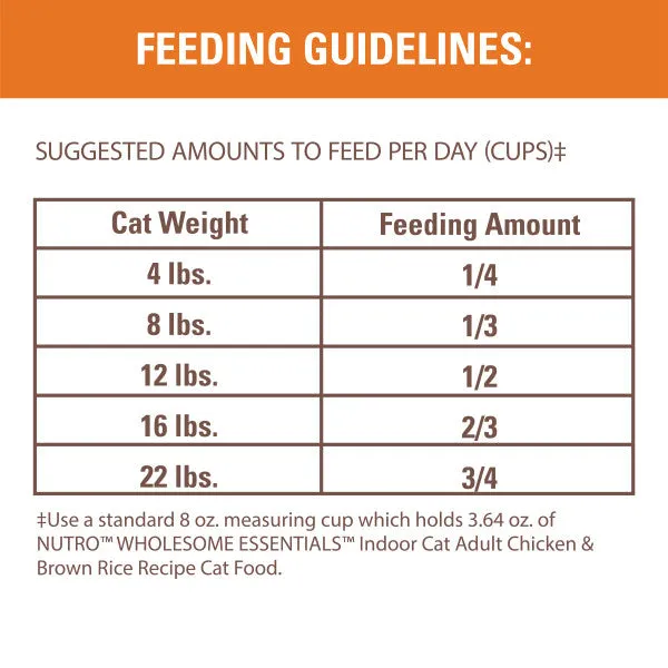 NUTRO WHOLESOME ESSENTIALS Adult Indoor Natural Dry Cat Food Farm-Raised Chicken & Brown Rice Recipe