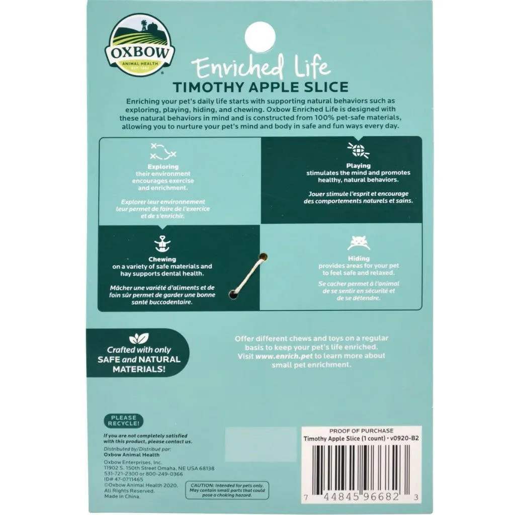 Oxbow Animal Health Enriched Life Timothy Apple Slice Small Animal Chew Toy