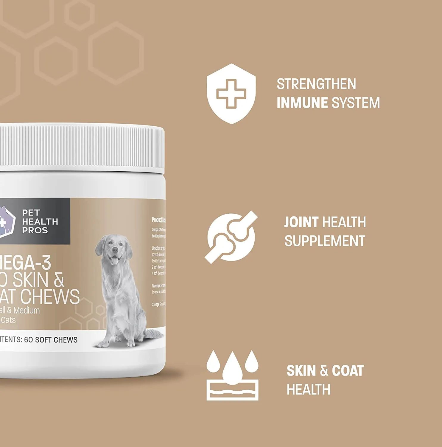 Pet Health Pros Chewable Fish Oil Supplement for Dogs and Cats; Joint Support; Skin and Coat Health; Immune System Booster; Pack of 60; USA Made