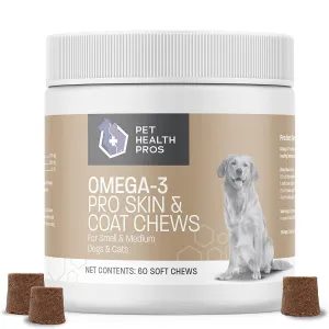 Pet Health Pros Chewable Fish Oil Supplement for Dogs and Cats; Joint Support; Skin and Coat Health; Immune System Booster; Pack of 60; USA Made