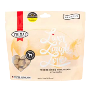 Primal Liver Laugh Love Pork Freeze-Dried  Dog Treats 1.5 oz