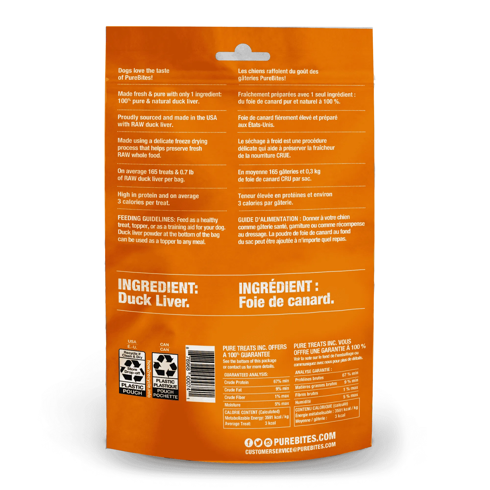 PureBites for Dogs - Duck Liver Freeze Dried Treats