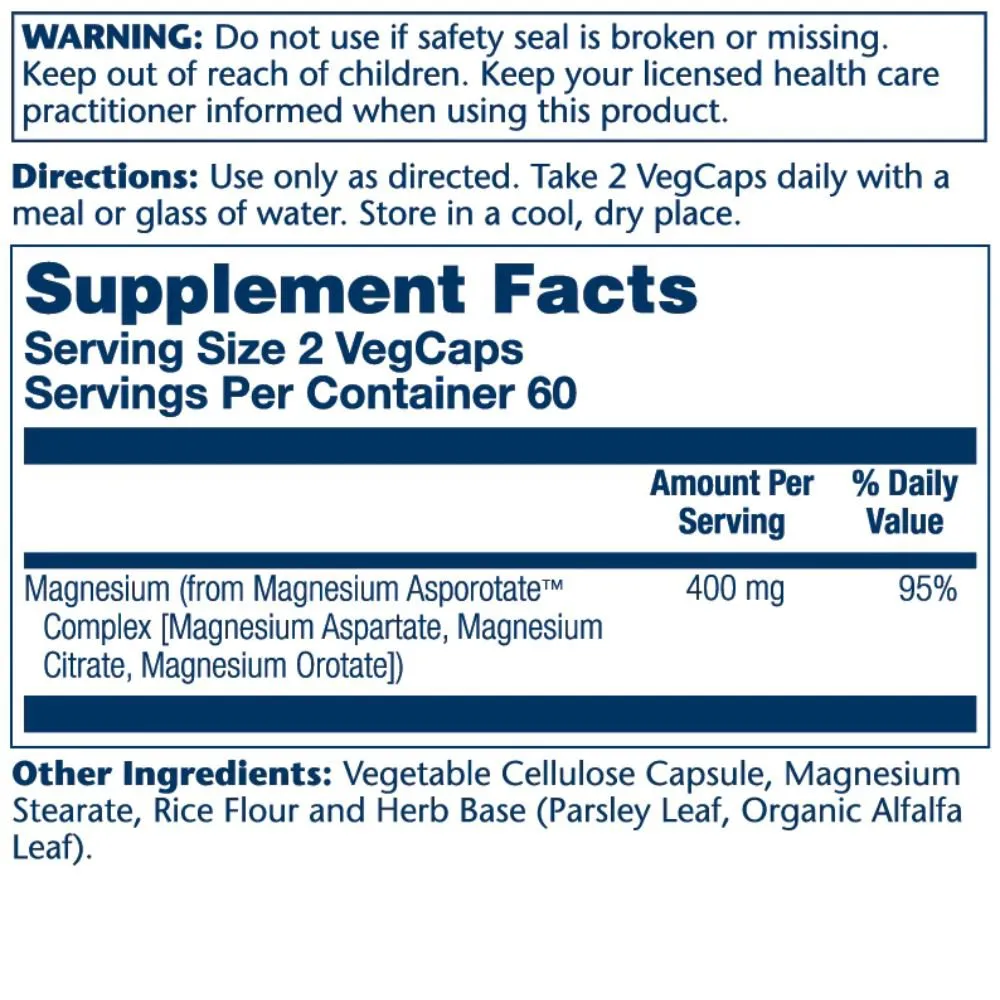 Solaray Magnesium Asporotate 400mg 120 Capsules
