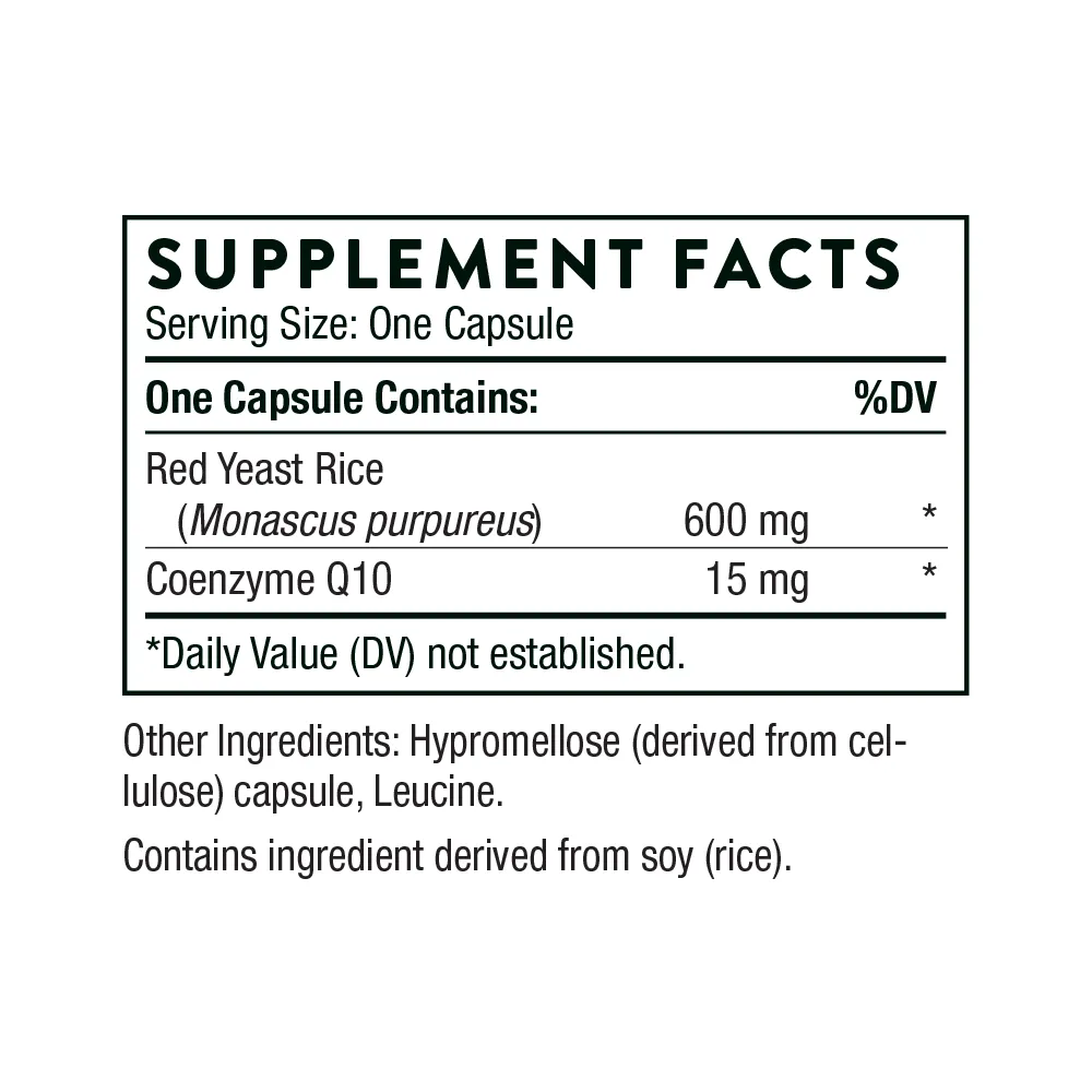 Thorne Red Yeast Rice   CoQ10 120 caps ( formerly Choleast)