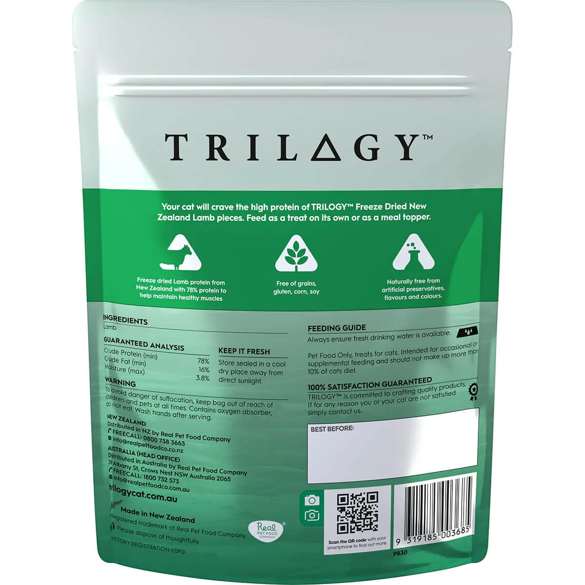 Trilogy Freeze Dried Lamb Cat Treats 50G