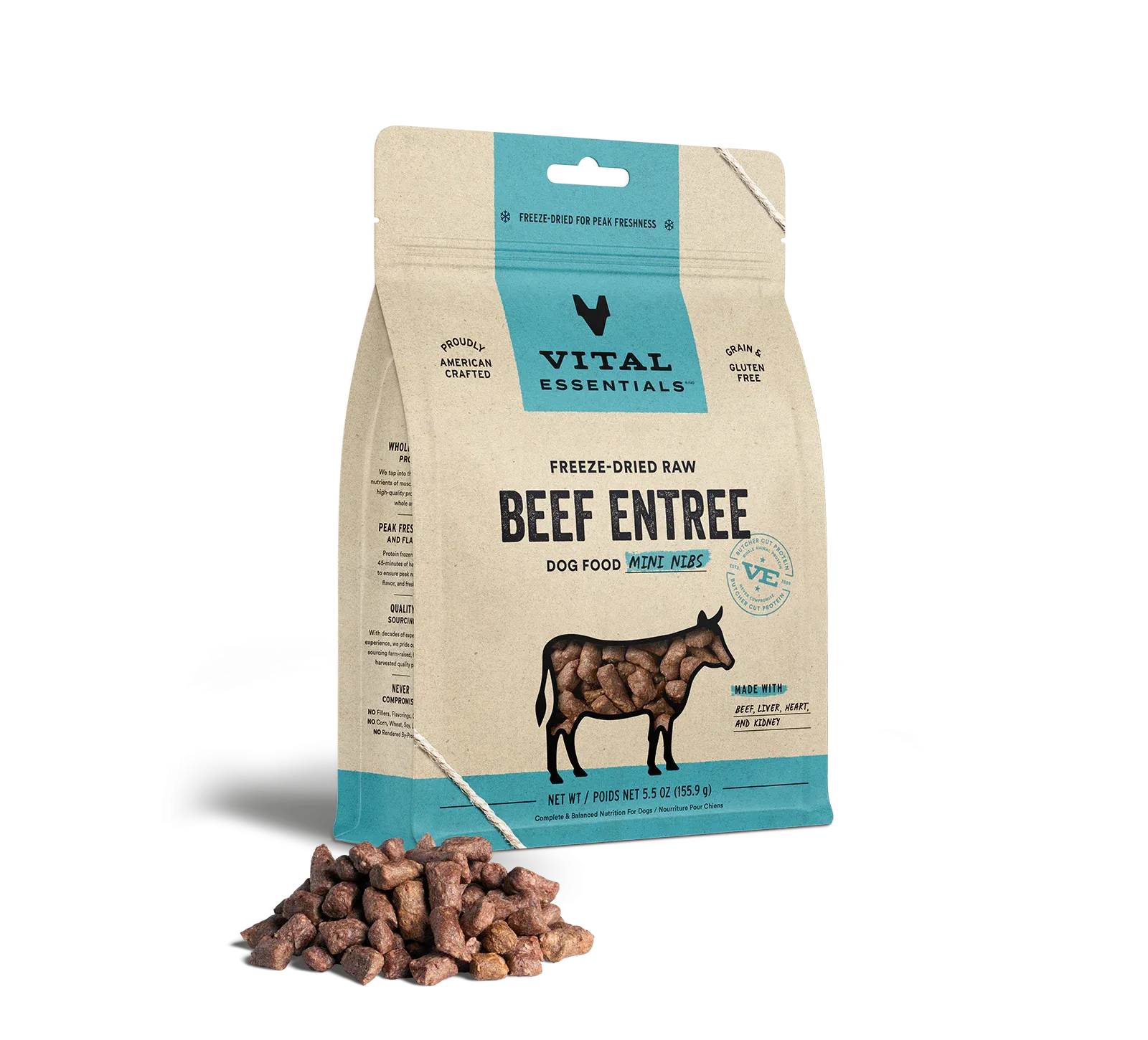 Vital Essentials Beef Mini Nibs Freeze-Dried Raw Dog Food